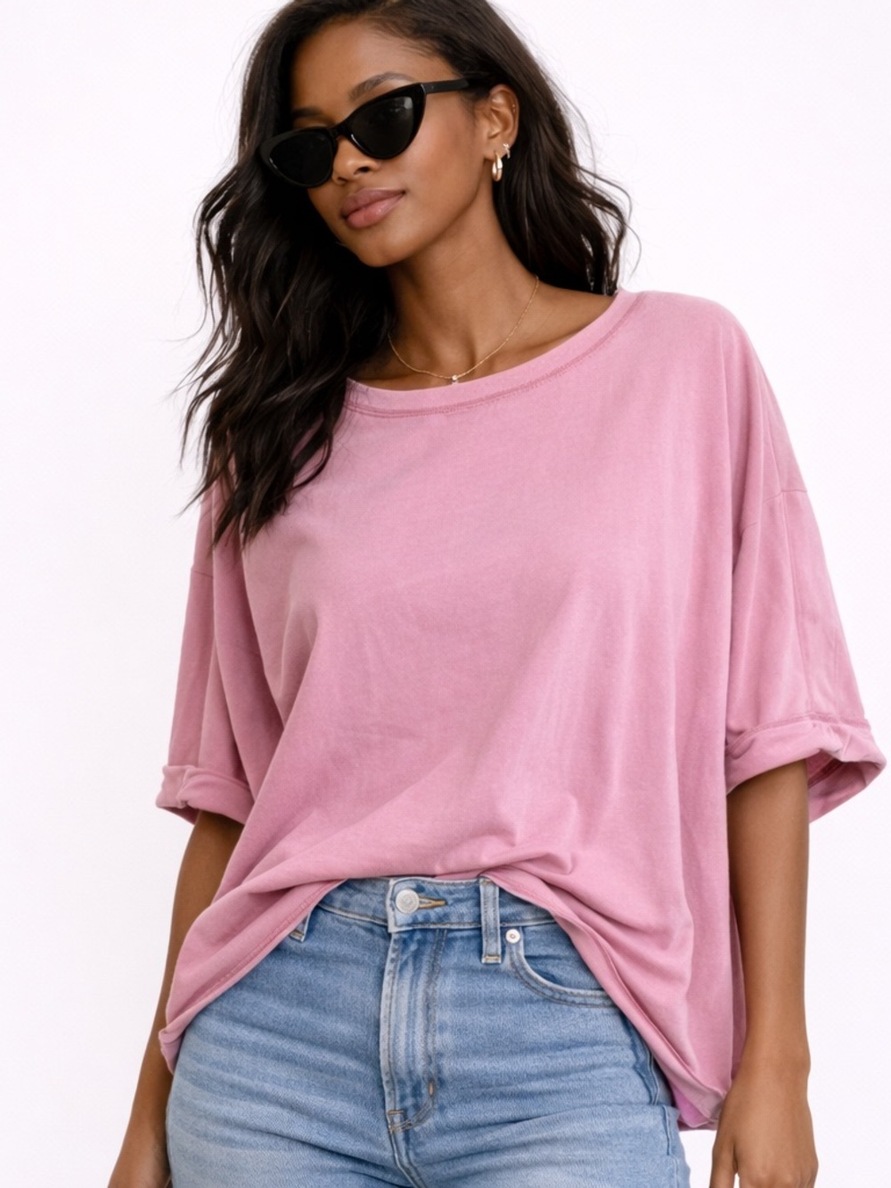 Heyson Full-Size Garment-Dyed Boat Neck Oversized, Size Small